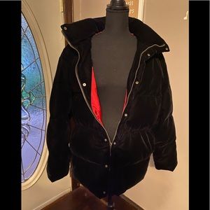 Ralph Lauren Black Velvet Down Coat Puffer Jacket